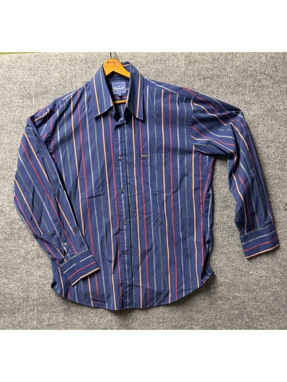 Façonnable Multicolor Stripe Cotton Button-Down Shirt Navy Men’s Large